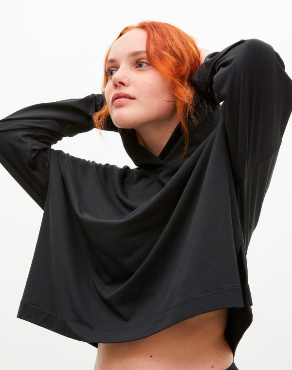 Soft Cropped Hoodie, Black