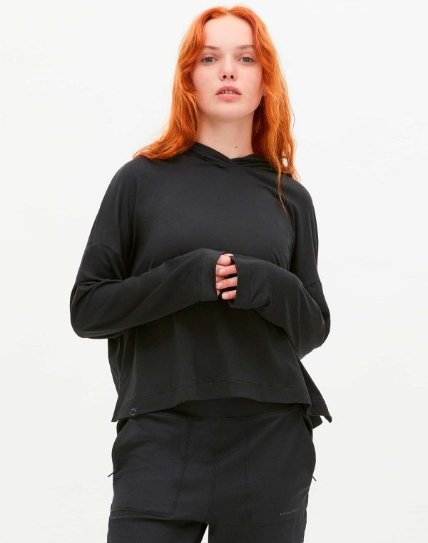 Soft Cropped Hoodie, Black - Image 2