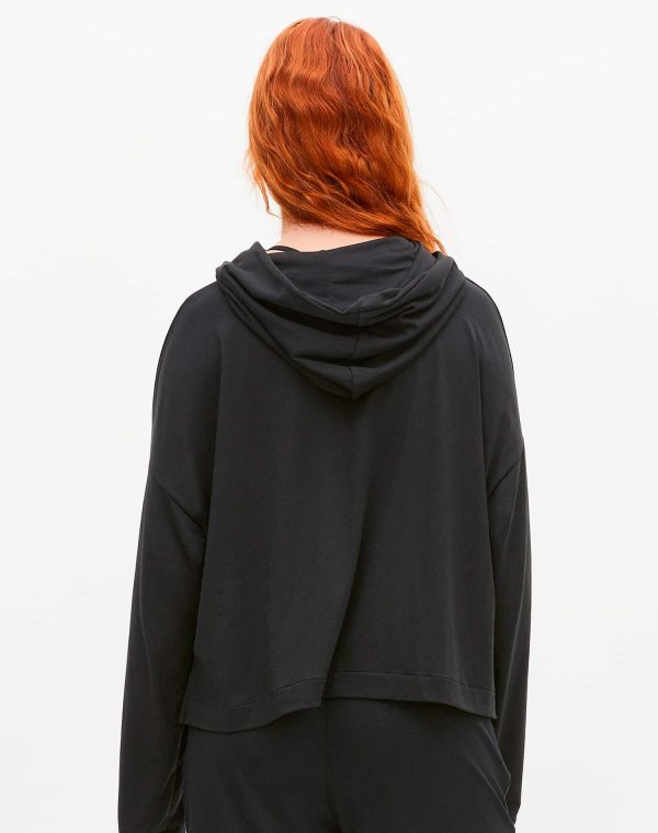 Soft Cropped Hoodie, Black - Image 3